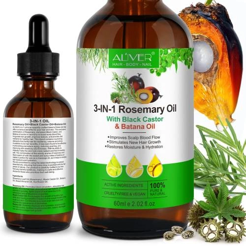 3 IN 1 Rosemary Oil Aliver with Black Castor & Batana Oil - 60 ml