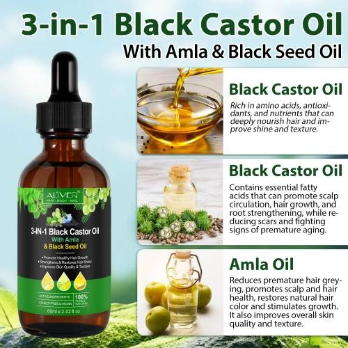 3 IN 1 Black Castor Oil Aliver with Amla & Black Seed Oil - 60 ml