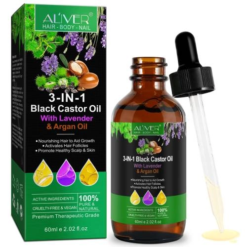 3 IN 1 Black Castor Oil Aliver with Lavender & Argan Oil - 60 ml