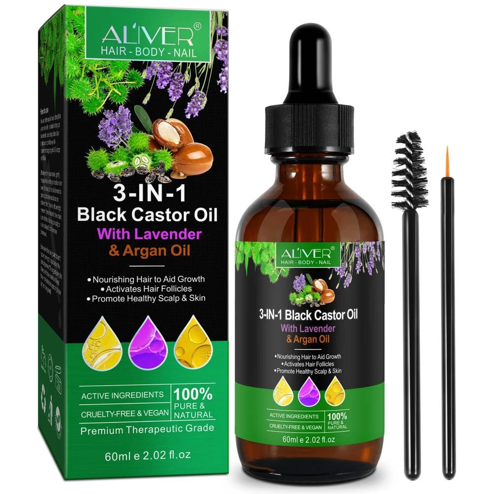 3 IN 1 Black Castor Oil Aliver with Lavender & Argan Oil - 60 ml
