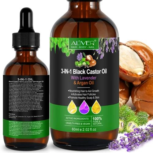 3 IN 1 Black Castor Oil Aliver with Lavender & Argan Oil - 60 ml