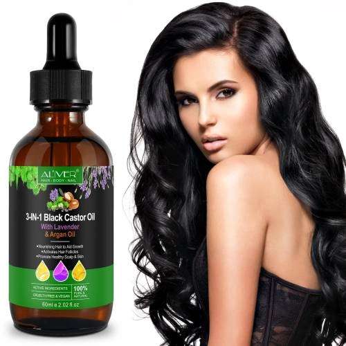 3 IN 1 Black Castor Oil Aliver with Lavender & Argan Oil - 60 ml