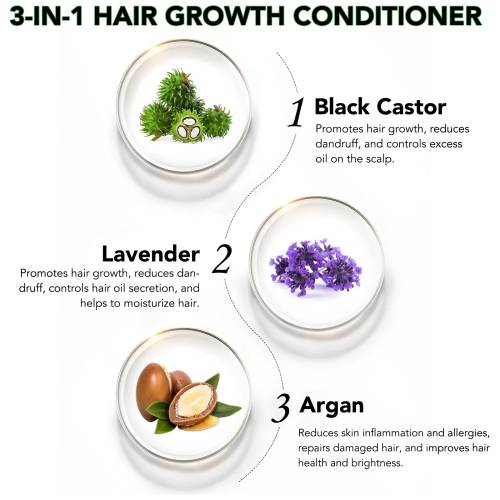 3 IN 1 Black Castor + Lavender + Argan Oil Conditioner Aliver - 300 ml