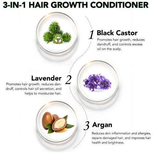3 IN 1 Black Castor + Lavender + Argan Oil Conditioner Aliver - 300 ml