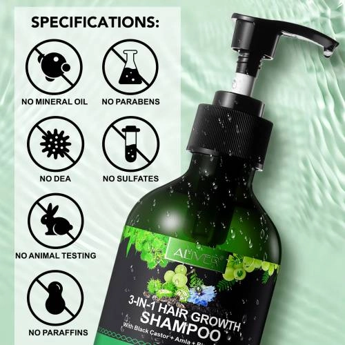 3 IN 1 Black Castor + Amla + Black Seed Oil Shampoo Aliver - 300 ml