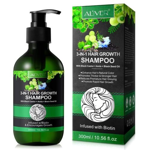 3 IN 1 Black Castor + Amla + Black Seed Oil Shampoo Aliver - 300 ml