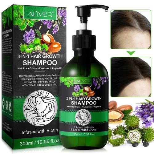 3 IN 1 Black Castor + Lavender + Argan Oil Shampoo Aliver - 300 ml