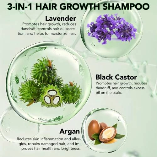 3 IN 1 Black Castor + Lavender + Argan Oil Shampoo Aliver - 300 ml
