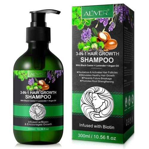 3 IN 1 Black Castor + Lavender + Argan Oil Shampoo Aliver - 300 ml