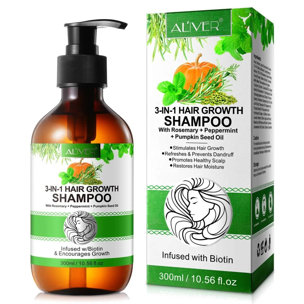 3 IN 1 Rosemary + Peppermint + Pumpkin Seed Oil Shampoo Aliver - 300 ml