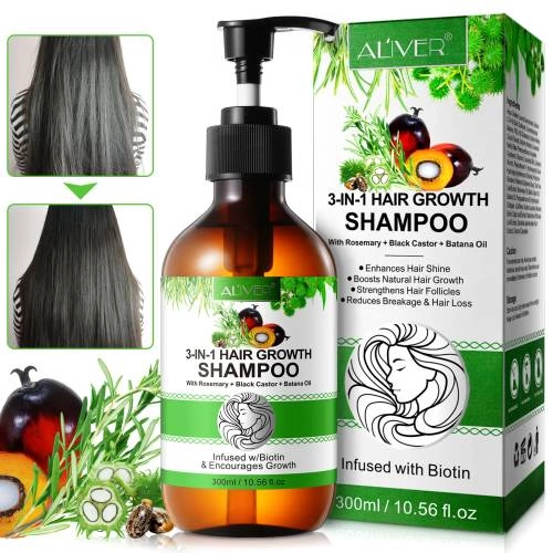 3 IN 1 Rosemary + Black Castor + Batana Oil Shampoo Aliver - 300 ml