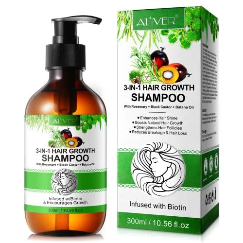 3 IN 1 Rosemary + Black Castor + Batana Oil Shampoo Aliver - 300 ml