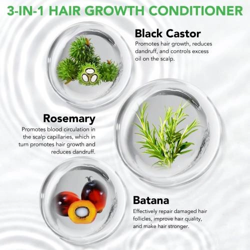 3 IN 1 Rosemary + Black Castor + Batana Oil Conditioner Aliver - 300 ml