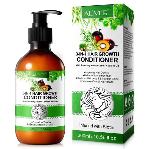 3 IN 1 Rosemary + Black Castor + Batana Oil Conditioner Aliver - 300 ml