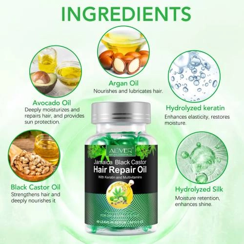 Black Castor Hair Repair Oil Capsules - 40 pcs.